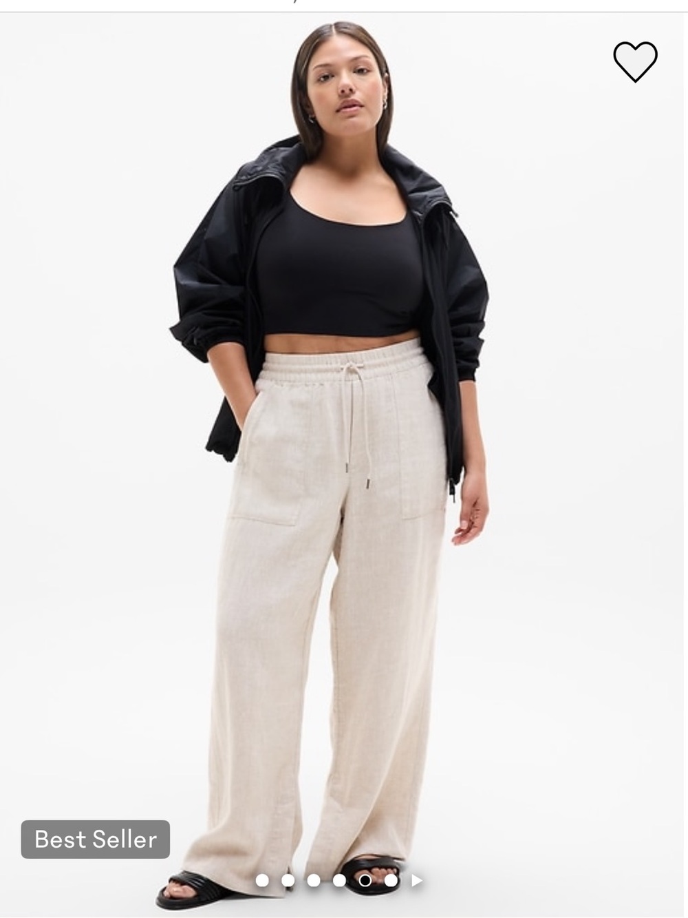 Athleta Retreat Linen-Blend Wide Leg Drawstring Pants